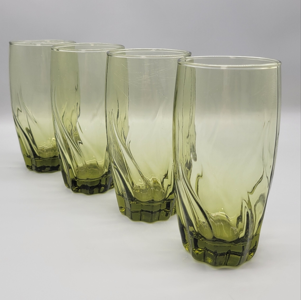 Central Park Ivy Green by Anchor Hocking Flat Tumblers Mid Century Modern
